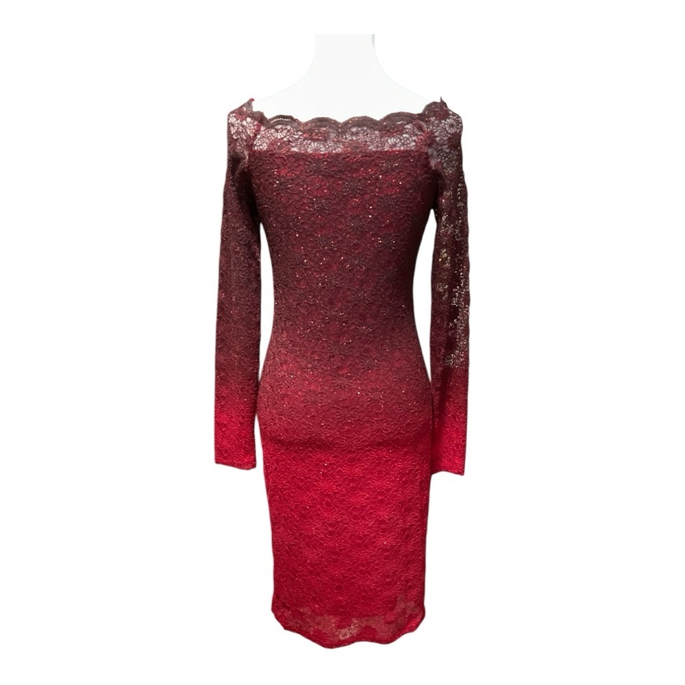 Ombre Lace Red Bodycon Dress Size 6 - Picture 4 of 6